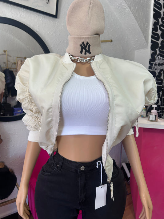 posioned ivory bomber coat