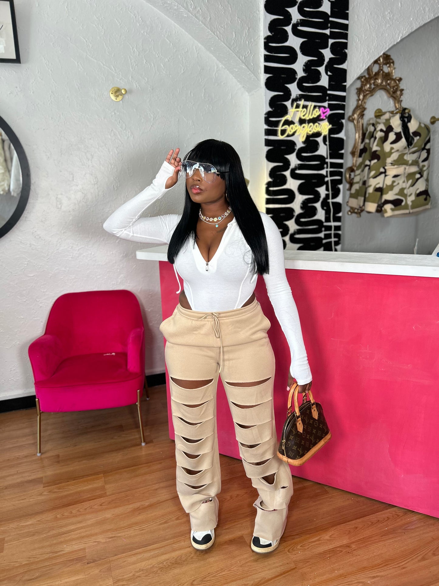 Slashed jogger pants